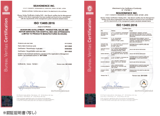 �F�؏ؖ����i�ʂ��j ��Ë@��i���}�l�W�����g�V�X�e���Ɋւ���uISO 13485�F2016�v�F�؎擾